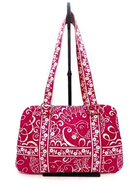 Vera Bradley Twirly Birds Pink Squared Away Tote Satchel Purse Shoulder Bag 2010